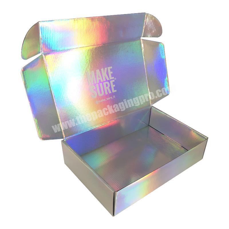 Custom Logo Holographic Mailing Mail Box Package Gift Cosmetic Packaging for Lip Gloss eyelash lash Mailer packaging