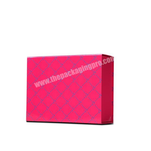 Custom logo large pink magnetic folding packaging gift box for packing