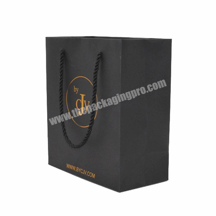 Custom logo luxury black recycled foldable jewelry gift packaging  handle shopping retail kraft paper bagwith gift packaging