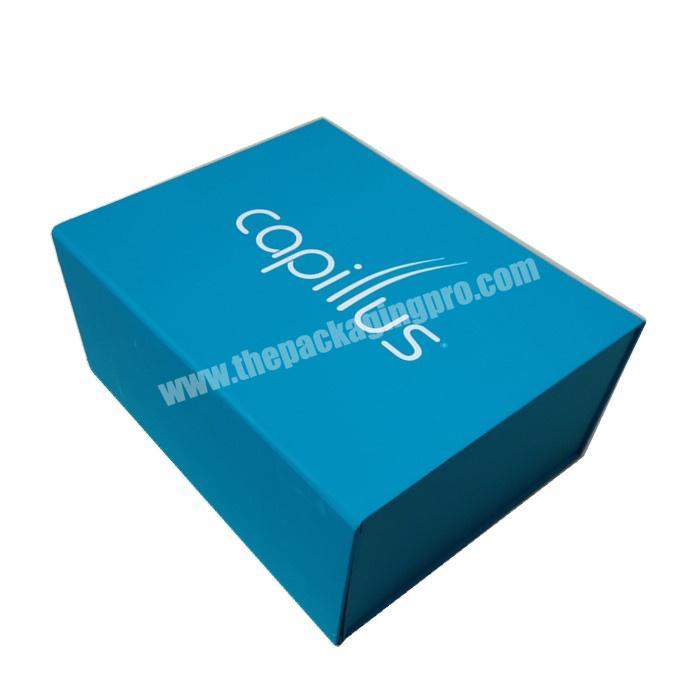 Custom logo luxury cardboard magnetic folding gift box side flap with gold and silver foil LOGO high-grade textured paper
