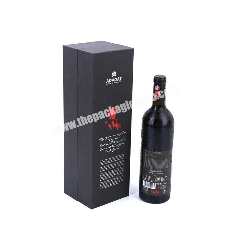 Custom Logo Luxury Cardboard Single Bottle Of Wine Folding  Ribbon Closure Gift Box