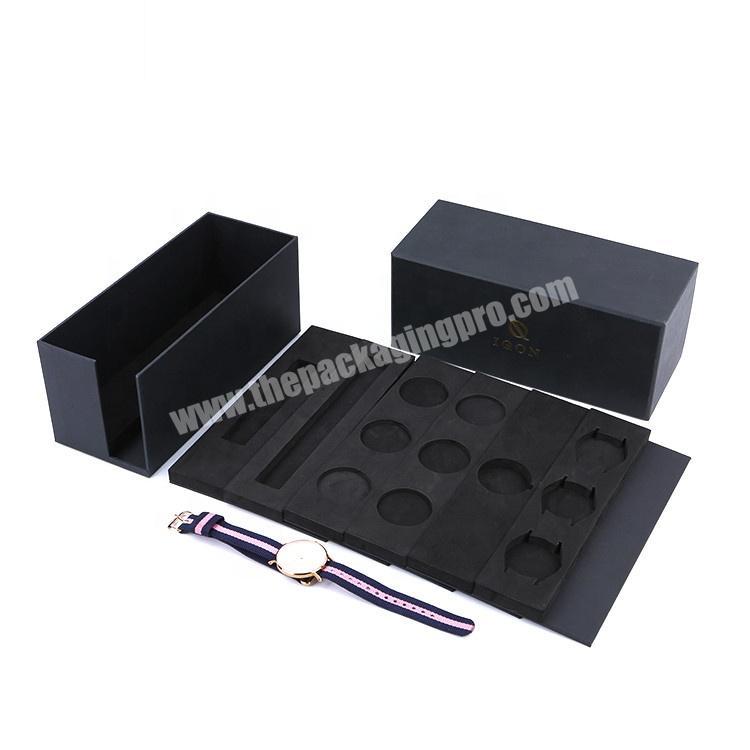 Custom Logo Luxury Elegant Black Long Cardboard Paper Packaging Watch Gift Box