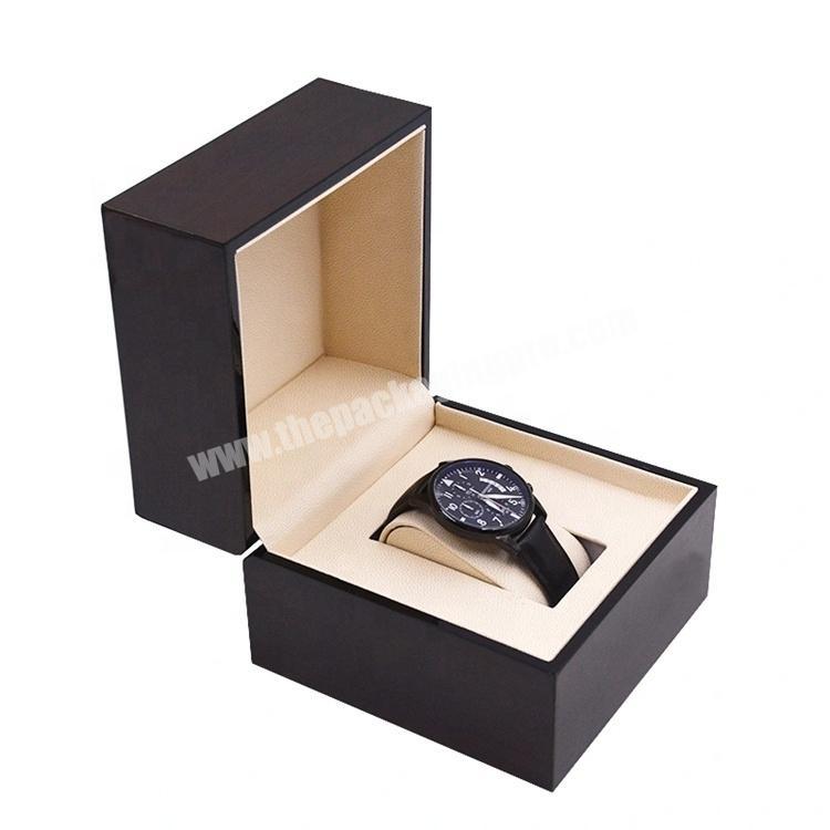 Custom Logo Luxury Gift Packaging Black Wooden Watch Storage Box