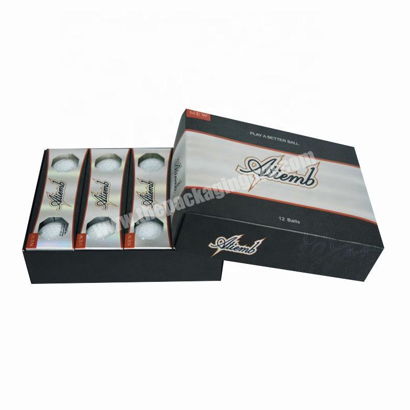 Custom Logo Luxury Golf Ball Mailer Gift Box Packaging with Compartments Hockey Subscription Paper Box with Sleeve Hologram Foil