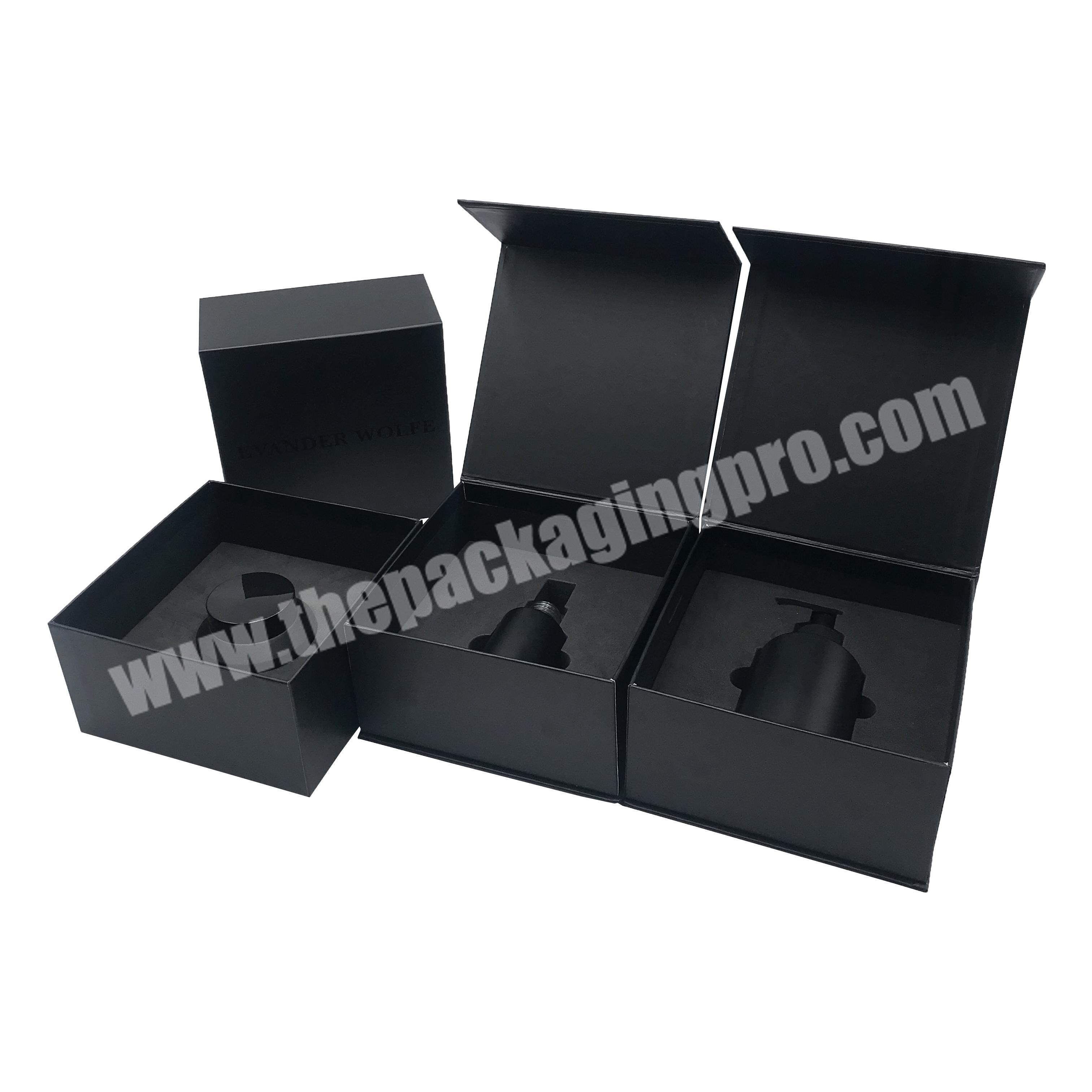 custom logo luxury high quality  black small magnetic packaging gift box