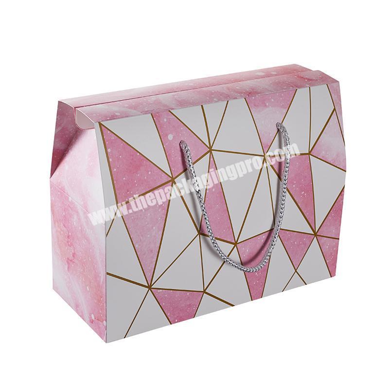 Custom logo luxury marble wedding souvenir candy favor packaging box with ribbon