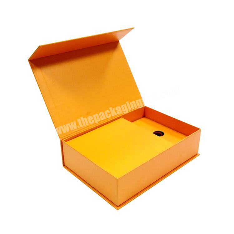 Custom logo luxury orange plain cardboard gift packing box for cell phone