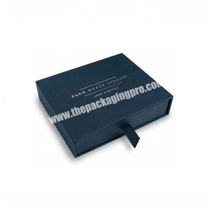 Custom logo luxury paper cardboard jewelry drawer box with ribbon