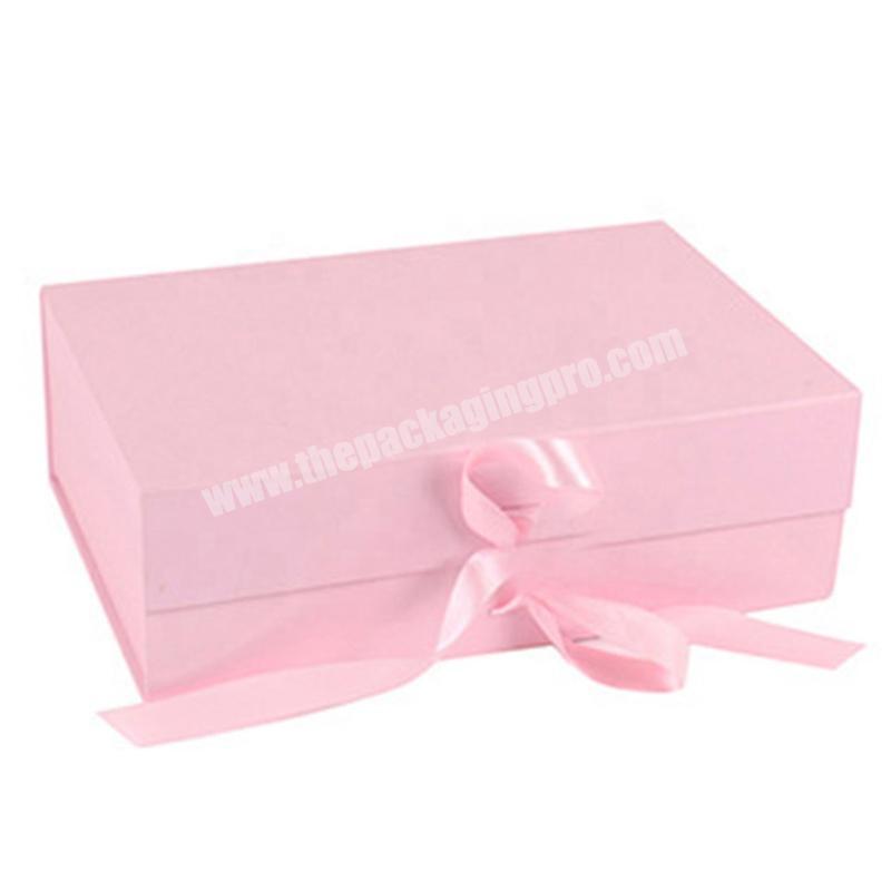 Custom Logo Luxury Rigid Paper Cardboard Folding Magnetic Closure Gift Packaging Box With Ribbon