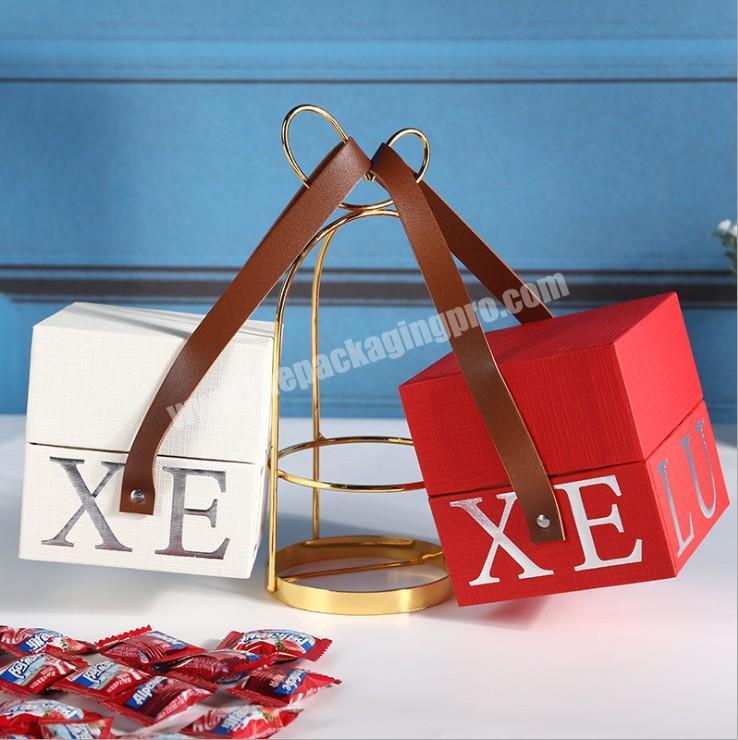 Custom Logo Luxury Specialty Paper Gift Packaging Box Candy Box With LeatherLaser PVC Handle