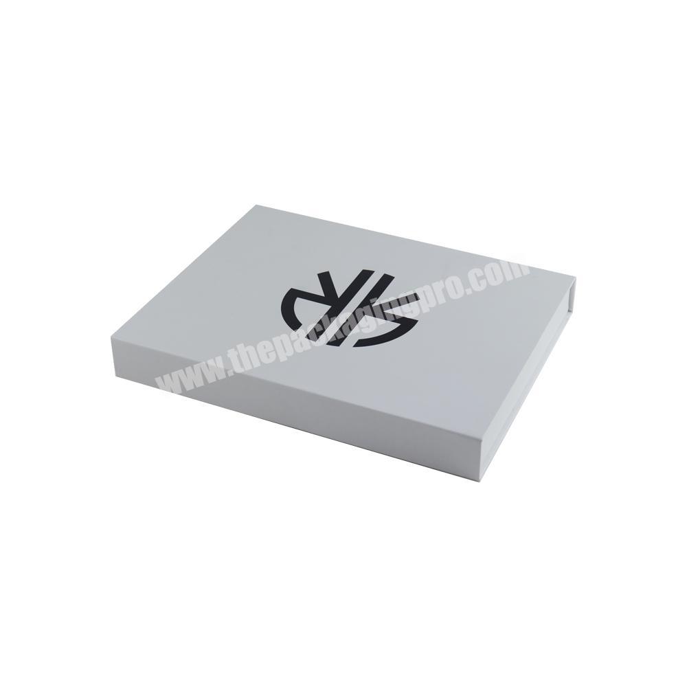 Custom Logo Luxury White Rigid Paper Packaging Box Black Hot Stamping Embossed Magnet Gift Box With Foam Insert