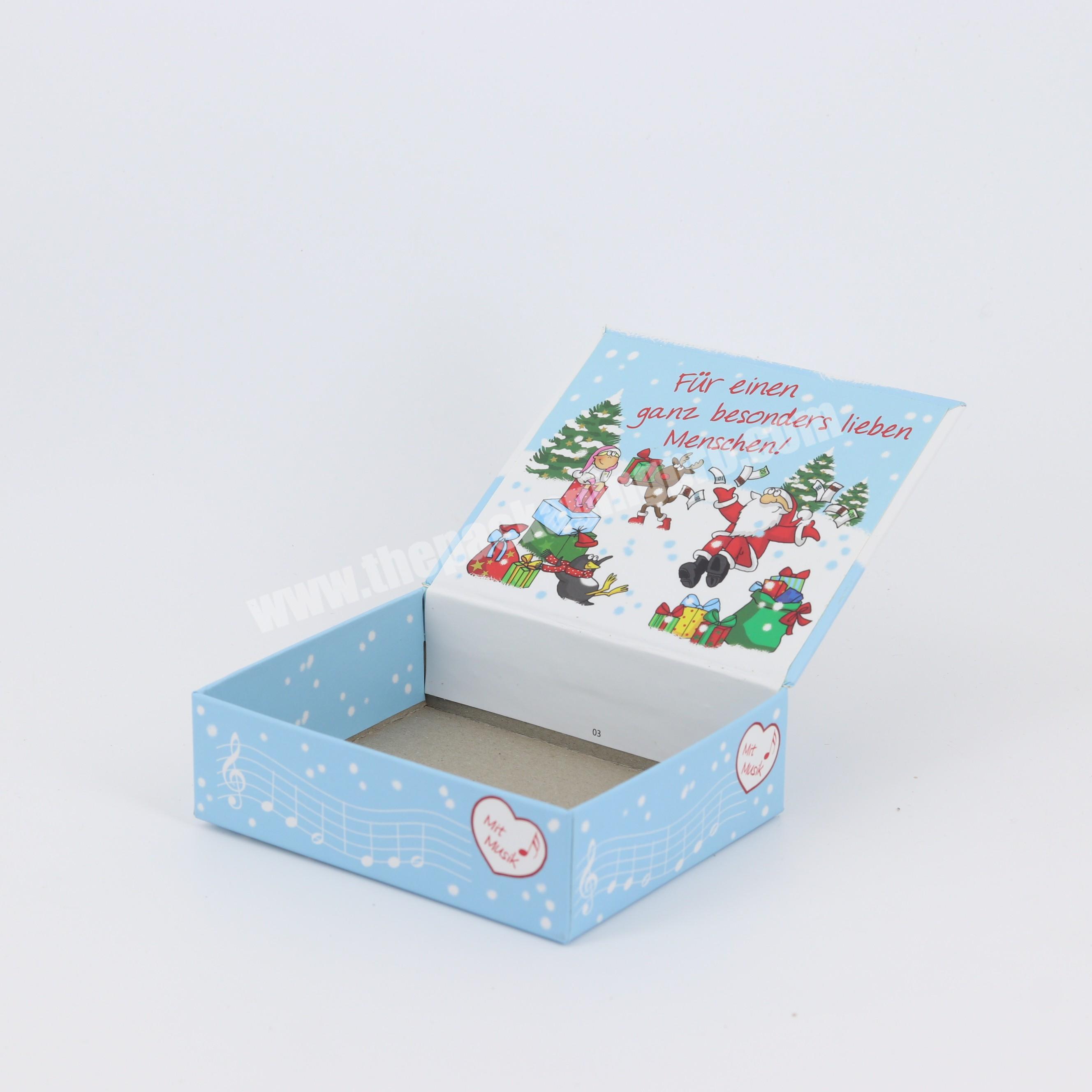 Custom logo magnetic gift boxes sky blue Christmas box with logo