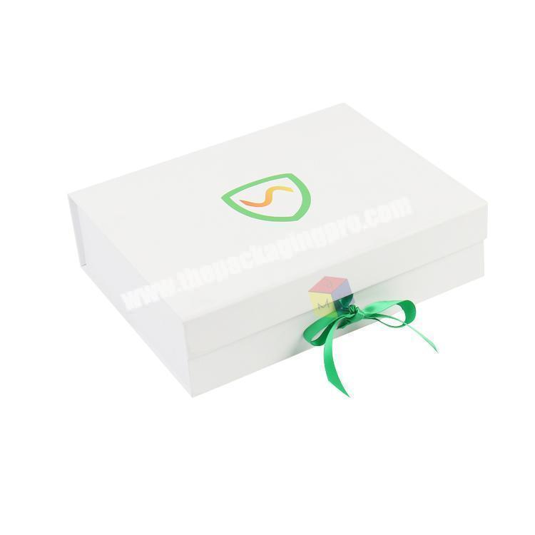 custom logo matte white ribbon packaging box for clothing