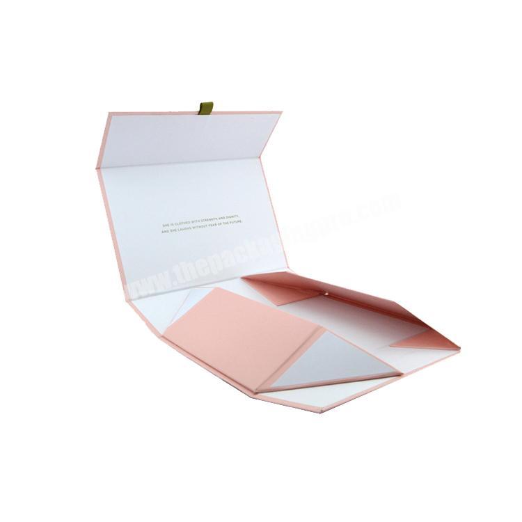 Custom logo pink cardboard magnetic closure foldable shoes gift box