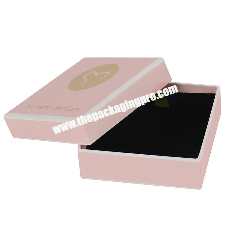 custom logo pink paper box jewelry packaging