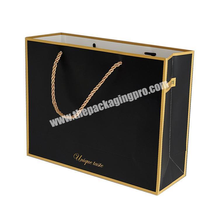 Custom Logo Print Shopping Packaging Bags for Clothes Luxury Black Gift Paper Bag