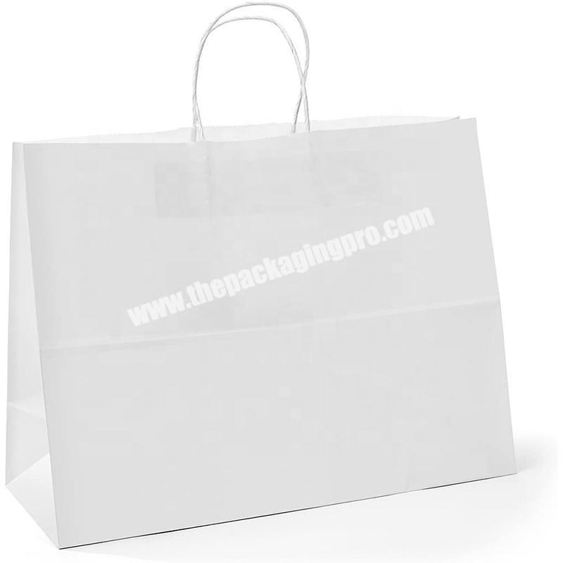 Custom Logo Print Wholesale Grocery White Brown Kraft Paper Gift Bag With Handle