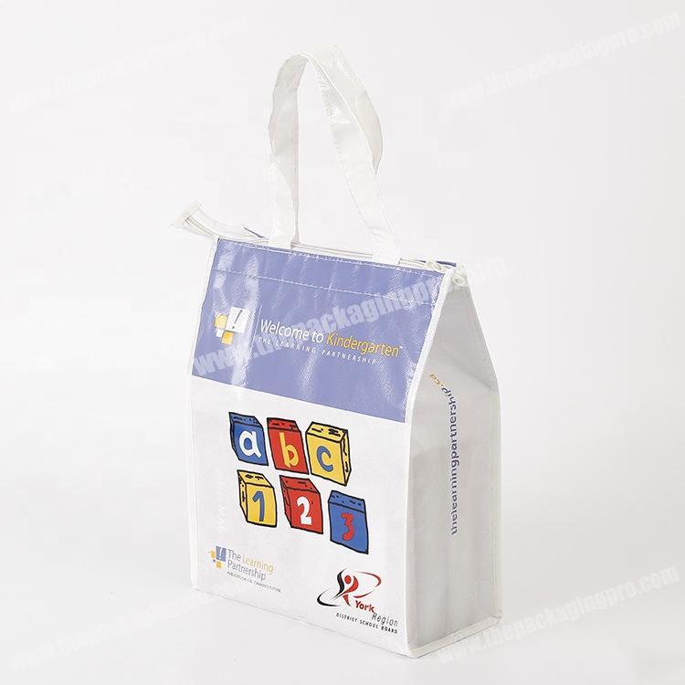 Custom logo printed child non woven shopping bag with zipper
