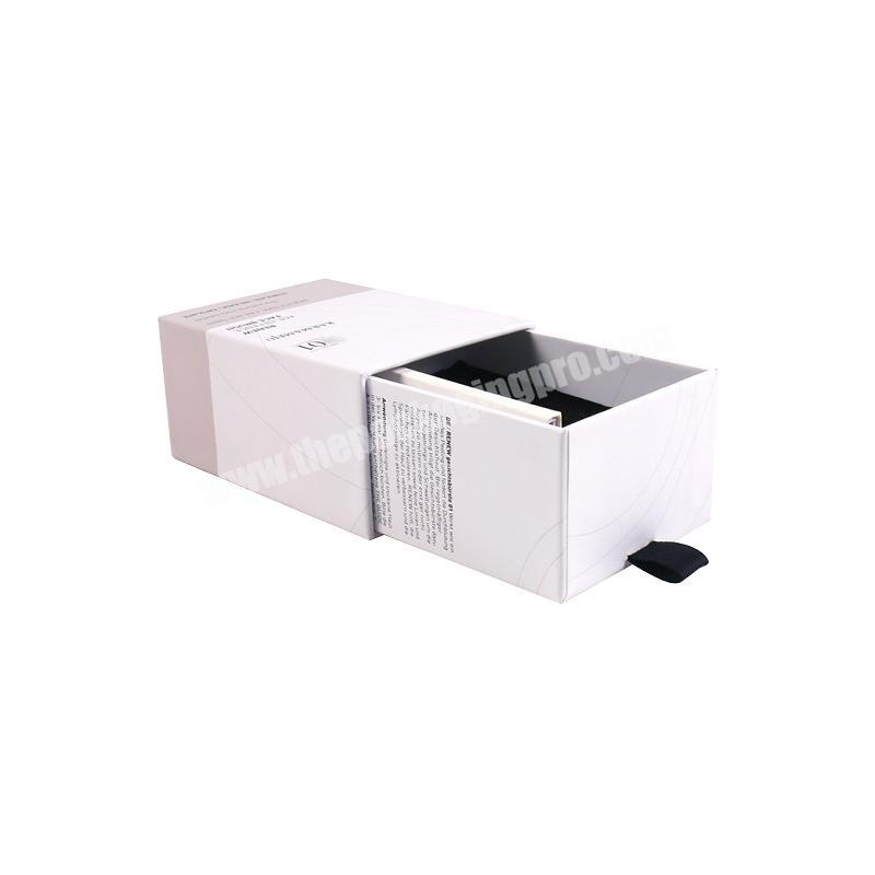 Custom Logo Printed Rigid paper Cardboard packaging white drawer box