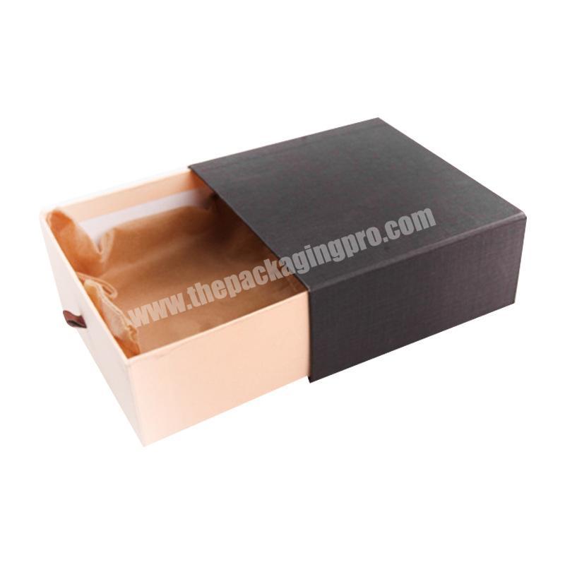 Custom Logo Printed Rigid Top Grade Luxury Drawer Paper Gift Packing Box with Handle and Silk Insert for Jewelry