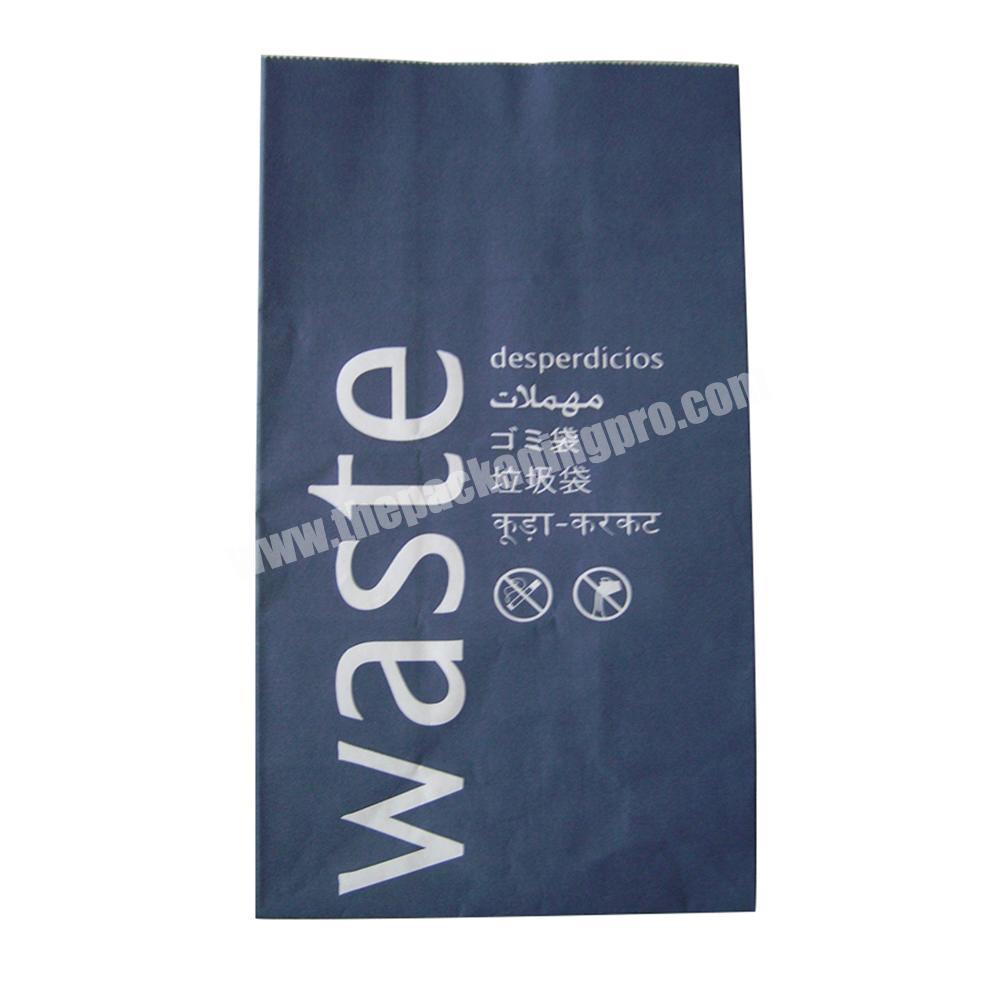 Custom logo printed waterproof degradable kraft paper sanitary  waste airsickness vomit trash bag