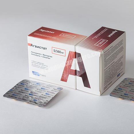 Custom logo printed white cardboard pill box capsule packaging box for medicine