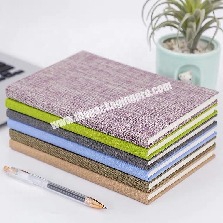 Custom Logo Printing 2021 Handmade School Stationery Notebooks Linen Cloth Cover Prefect Diary Notebook Hardcover Linen Journal