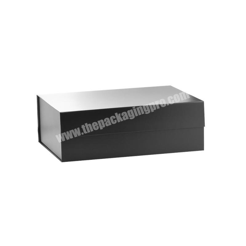 Custom logo printing black folding magnetic present gift packaging box