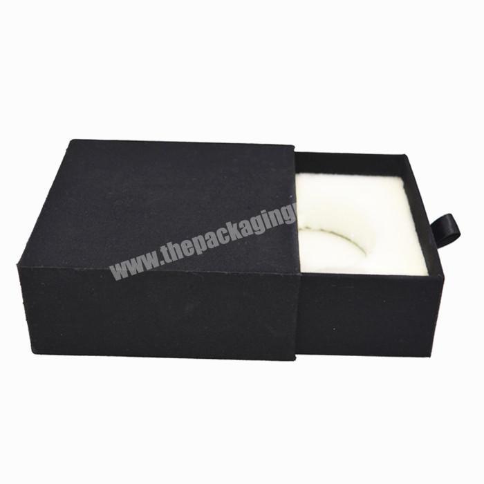 Custom logo printing black packaging perfume slide drawer box for esstential oil packaging gift box with foam insert