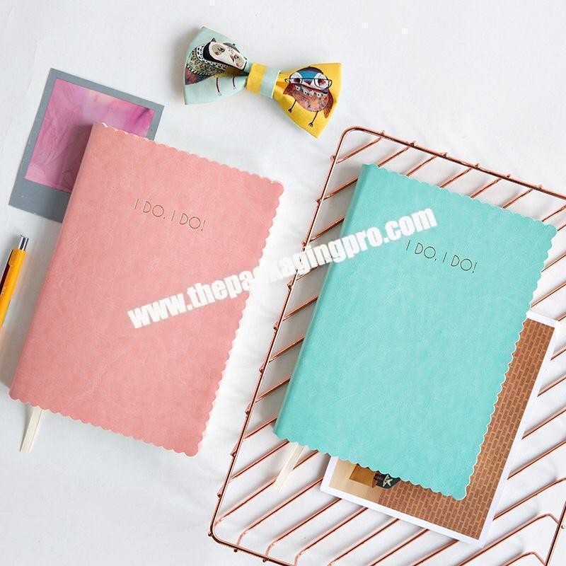 Custom Logo Printing Cute Love Diary Student Office Business Journal Embossed PU Leather Cover Notebook With Ribbon Bookmark