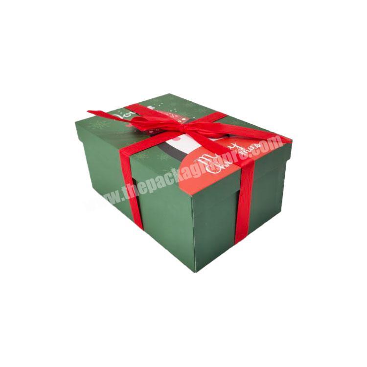 Custom Logo Printing Lovely Christmas gift packaging box Packing box with lid gift box with bowknot
