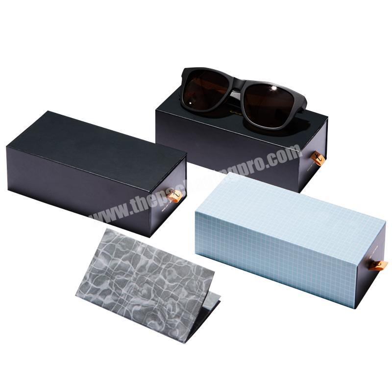 Custom Logo Printing Paper Cardboard Sliding Tray Drawer Packaging Rigid Sun Glasses  Boxes