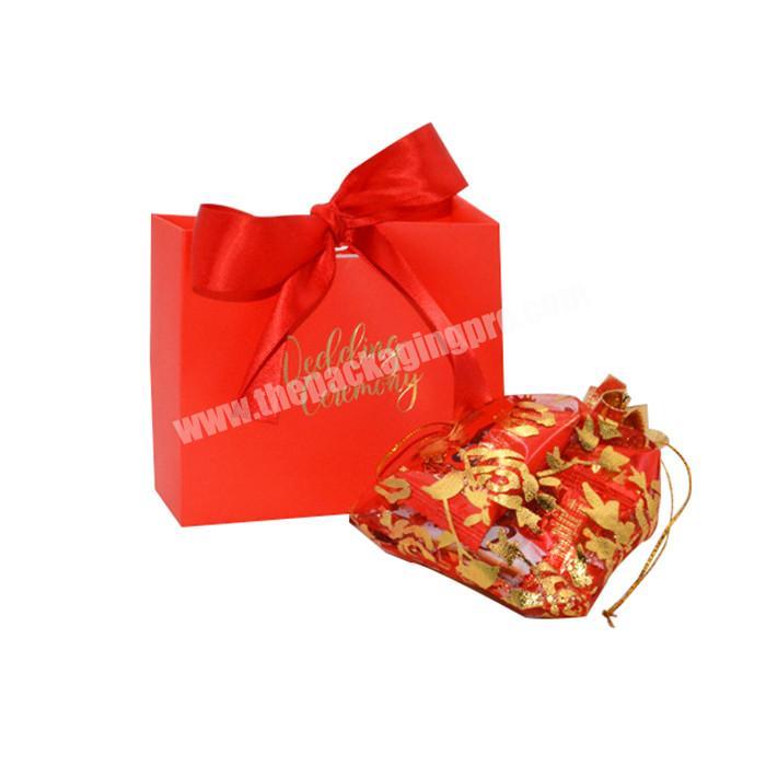 Custom logo printing paper packaging candy gift bag for wedding favor