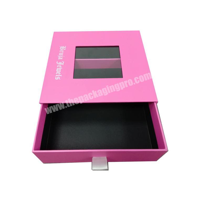 Custom logo printing pink  cardboard clothing drawer box packaging scarf gift box for clothing jewelry skincare makeup
