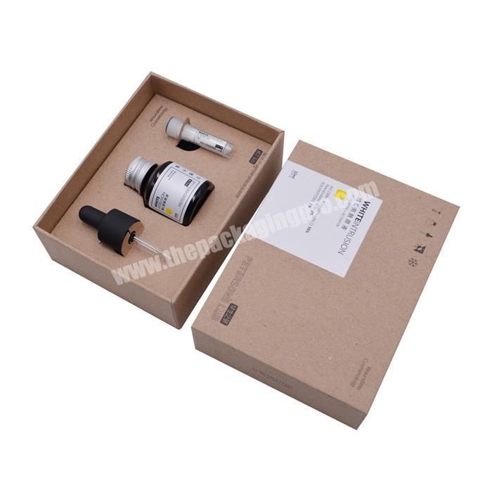 Custom logo printing recycled kraft paper box packaging moisturizing eye serum personal care cardboard gift box with lid