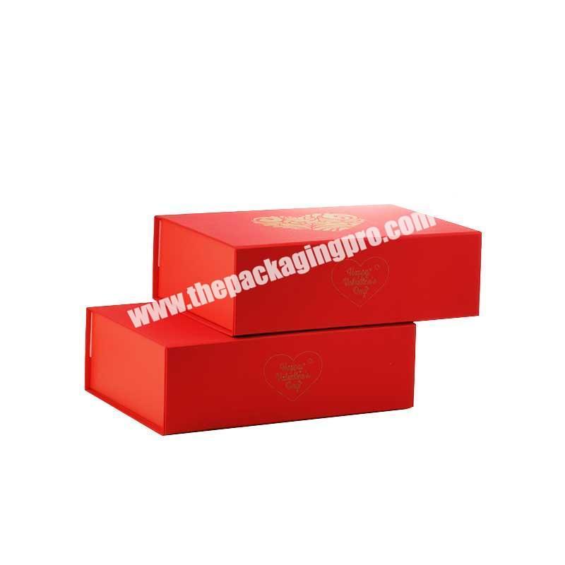 Custom logo printing red luxury gift boxes wholesale with magnetic lid