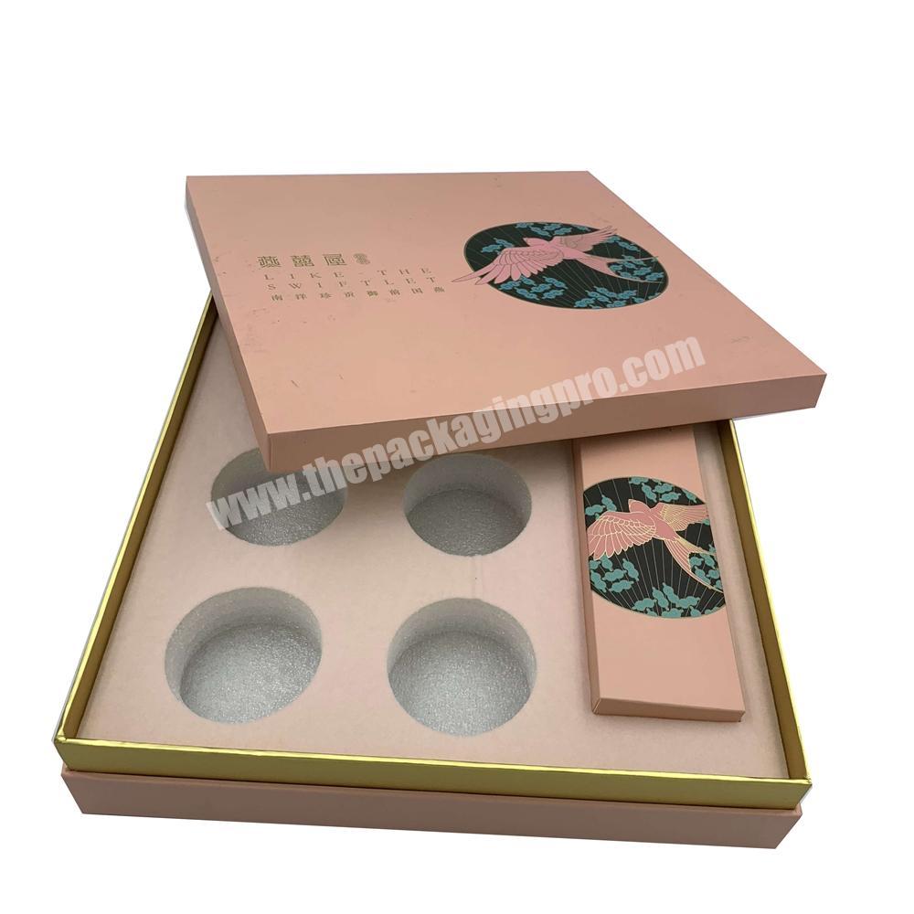 Custom logo printing rigid cardboard cosmetics box with EVA insert
