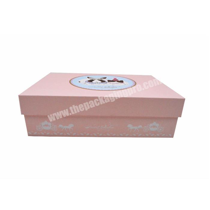 Custom logo printing wedding favors gift cardboard box pink lid and base box for packaging kids shoes