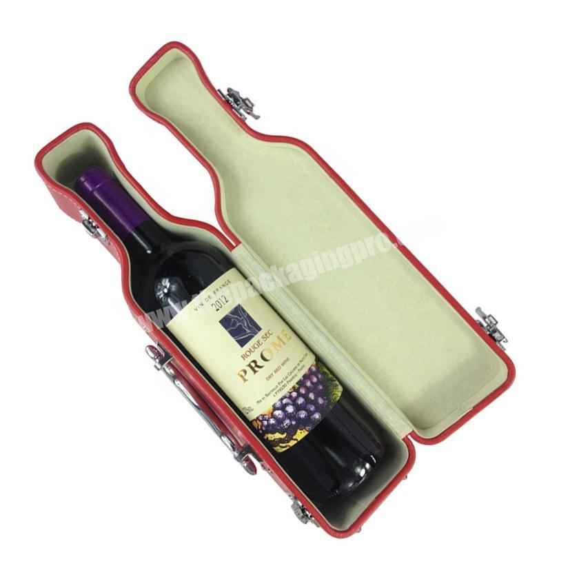 custom logo PU leather wine bottle shape presentation gift storage packaging box