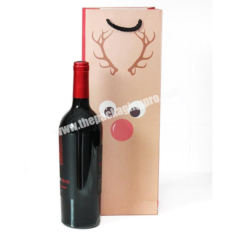 Custom Logo Recycled Christmas Promotional Wine Paper Bag