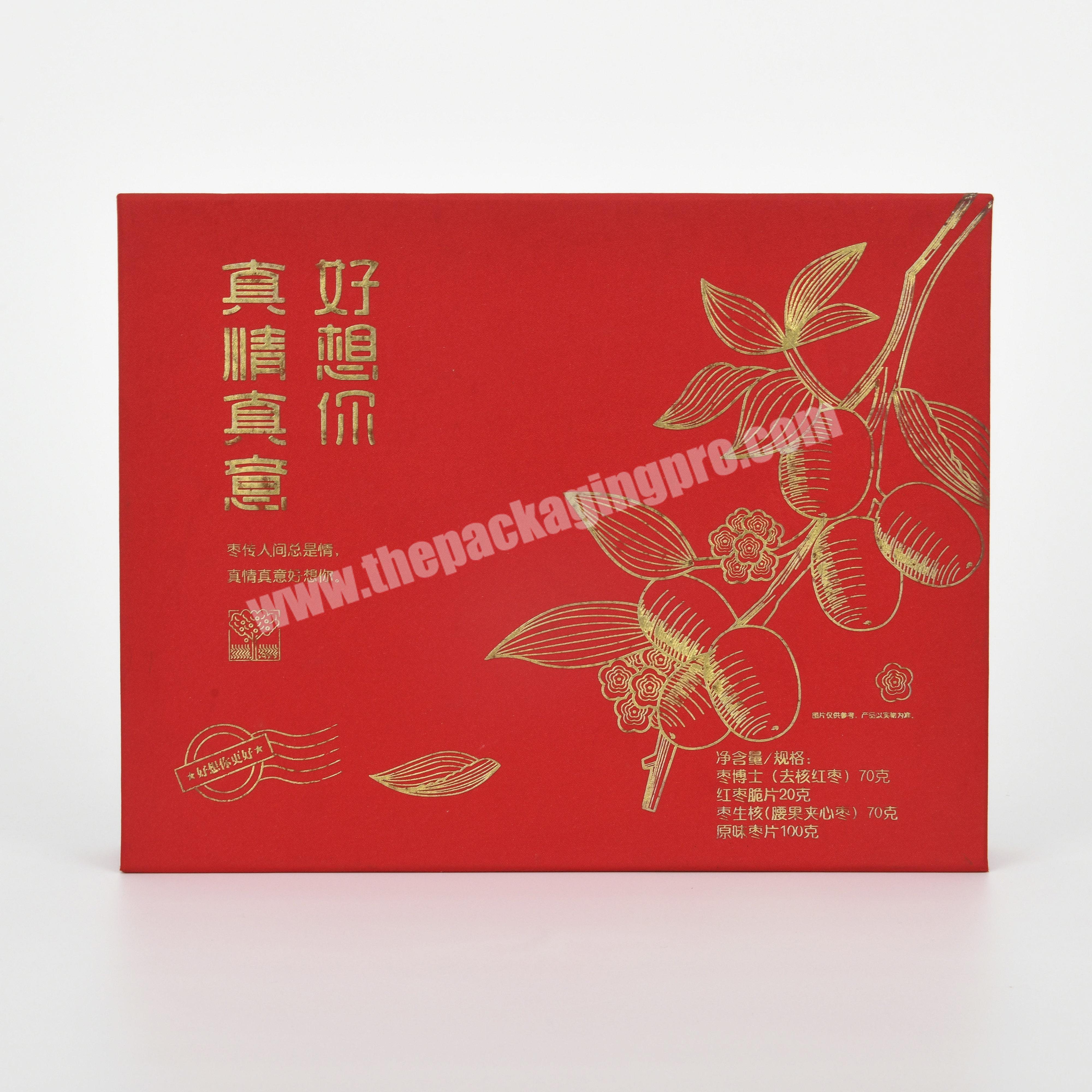 Custom Logo Red Food Packaging Grade paper cardboard paper Gift box with insert