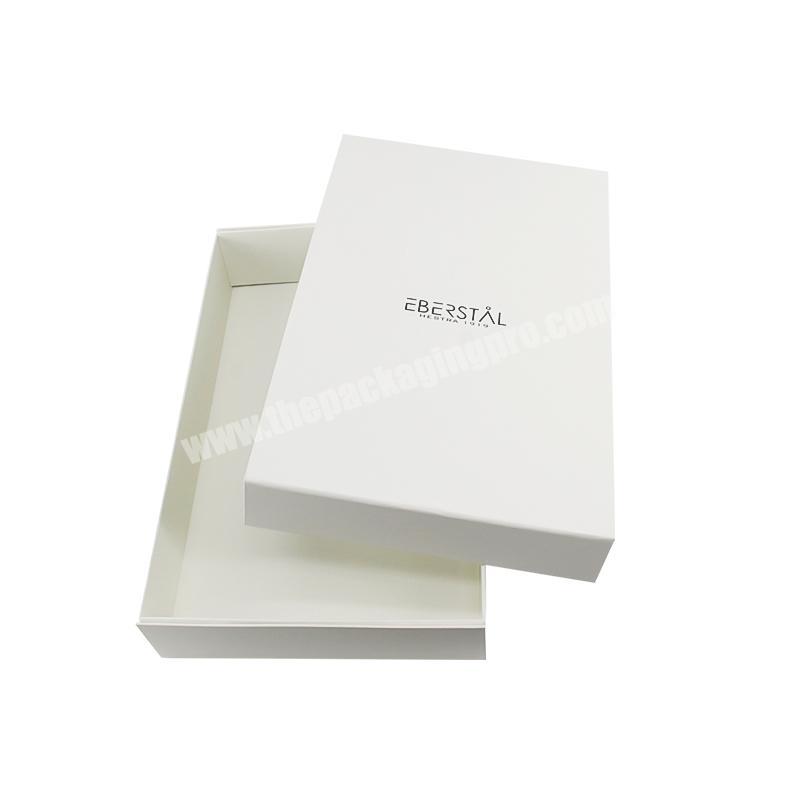 Custom logo rigid cardboard white paper gift box clothing packaging box