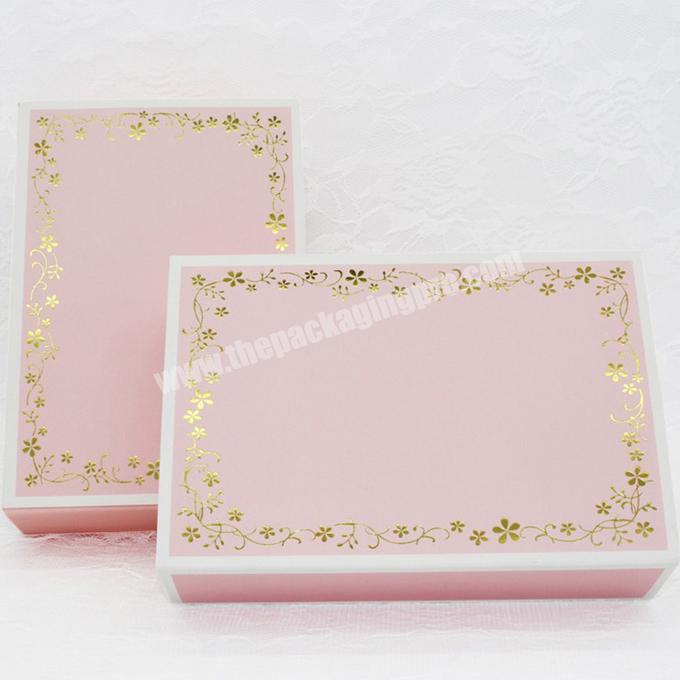Custom logo rigid sliding out drawer box Pink lace gift boxes mooncake packaging for decorative package present Paperboard box