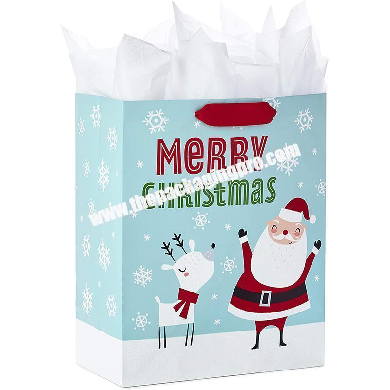 Custom logo shopping clothes Christmas paper bag gift paper bag with handle