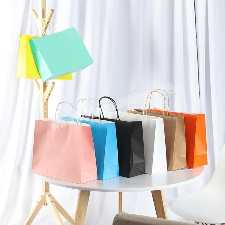 Custom Logo Shopping Packaging Bag Wholesale Eco Solid Color Cheap Paper Gift Bag