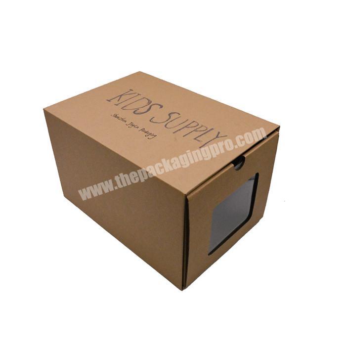 Custom logo sliding drawer shipping e-flute corrugated paper packaging cardboard box for shoes with plastic window