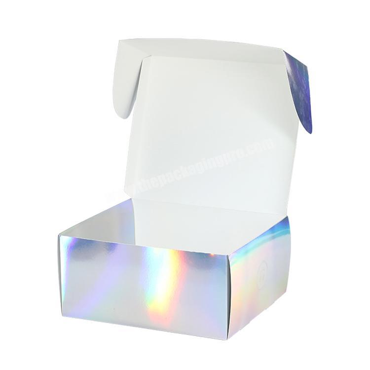 Custom logo sliver laser card cosmetic packaging glossy paper box