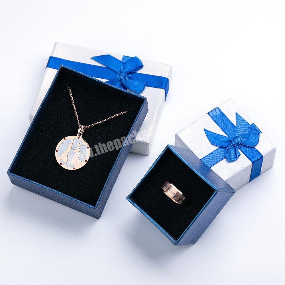 Custom Logo Small Cardboard Jewelry Ring Earrings Necklaces Set Packaging Box Luxury With Inserts With Ribbon