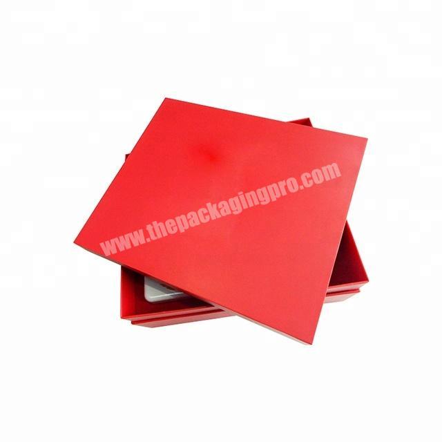 custom logo square luxury red paper cardboard gift set packaging nesting rigid box set with shoulder and foam for cup charger