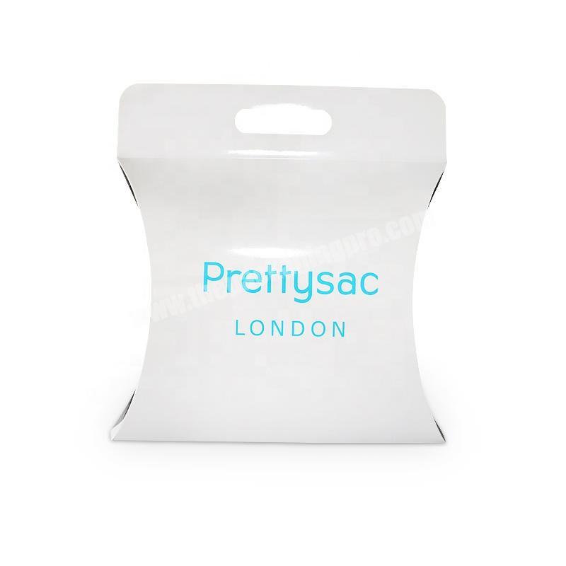 Custom logo white pillow shape hanging hole packaging for retail display